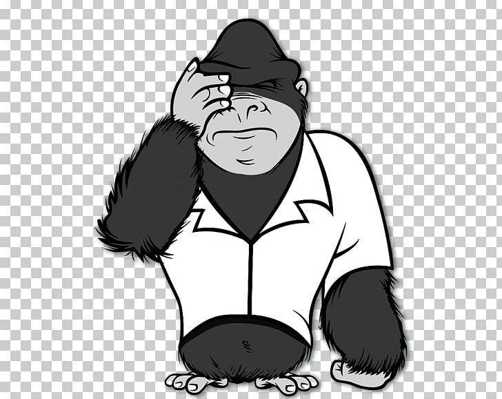 Gorilla Human Behavior Headgear White PNG, Clipart, Animals, Behavior, Black, Black And White, Black M Free PNG Download