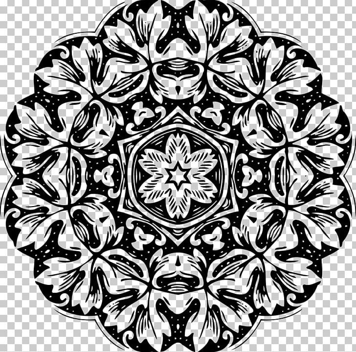 Black And White Floral Design PNG, Clipart, Art, Black And White, Circle, Computer Icons, Drawing Free PNG Download