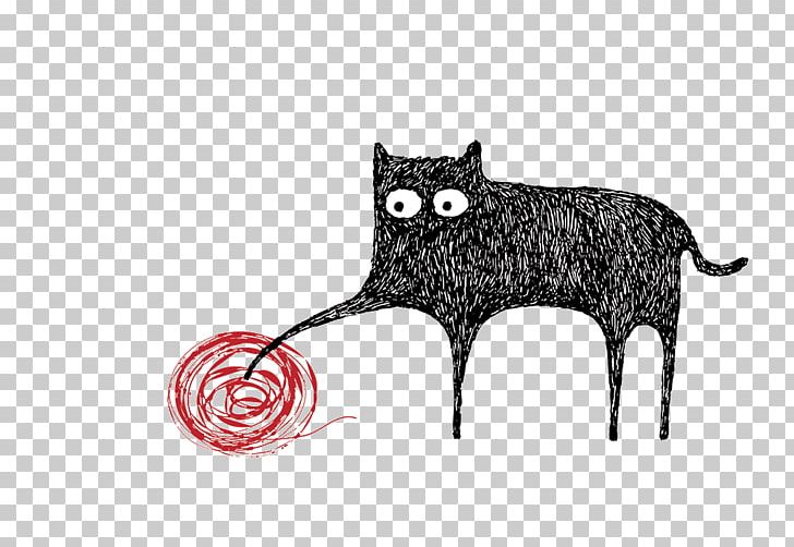 Kitten Whiskers Black Cat PNG, Clipart, Animals, Ball Of Wool, Black, Black And White, Carnivoran Free PNG Download