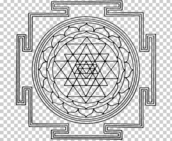 Lakshmi Hindu Iconography Sri Yantra Hinduism PNG, Clipart, Area, Black And White, Chakra, Circle, Coloring Book Free PNG Download