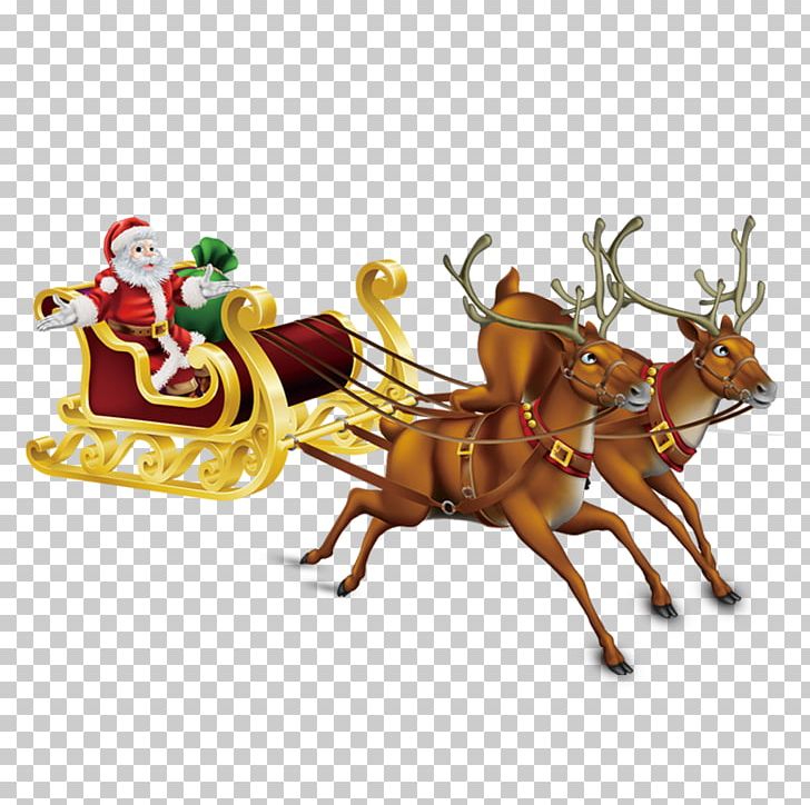 Santa Claus's Reindeer Christmas Illustration PNG, Clipart, Chariot, Christmas, Christmas Decoration, Christmas Elf, Christmas Ornament Free PNG Download