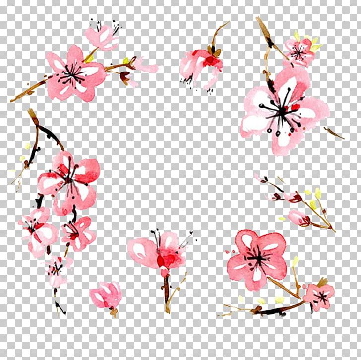 Cherry Blossom Floral Design Watercolor Painting PNG, Clipart, Branch, Cartoon, Cherry, Flower, Flower Arranging Free PNG Download