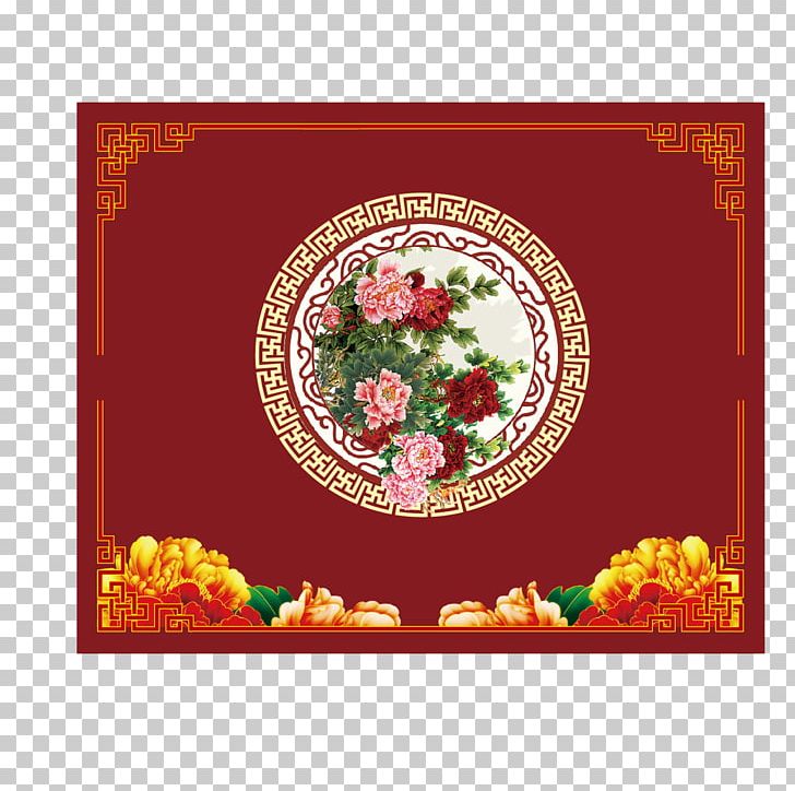 Red Background Chinese Style Border Print Ads Backgrounds