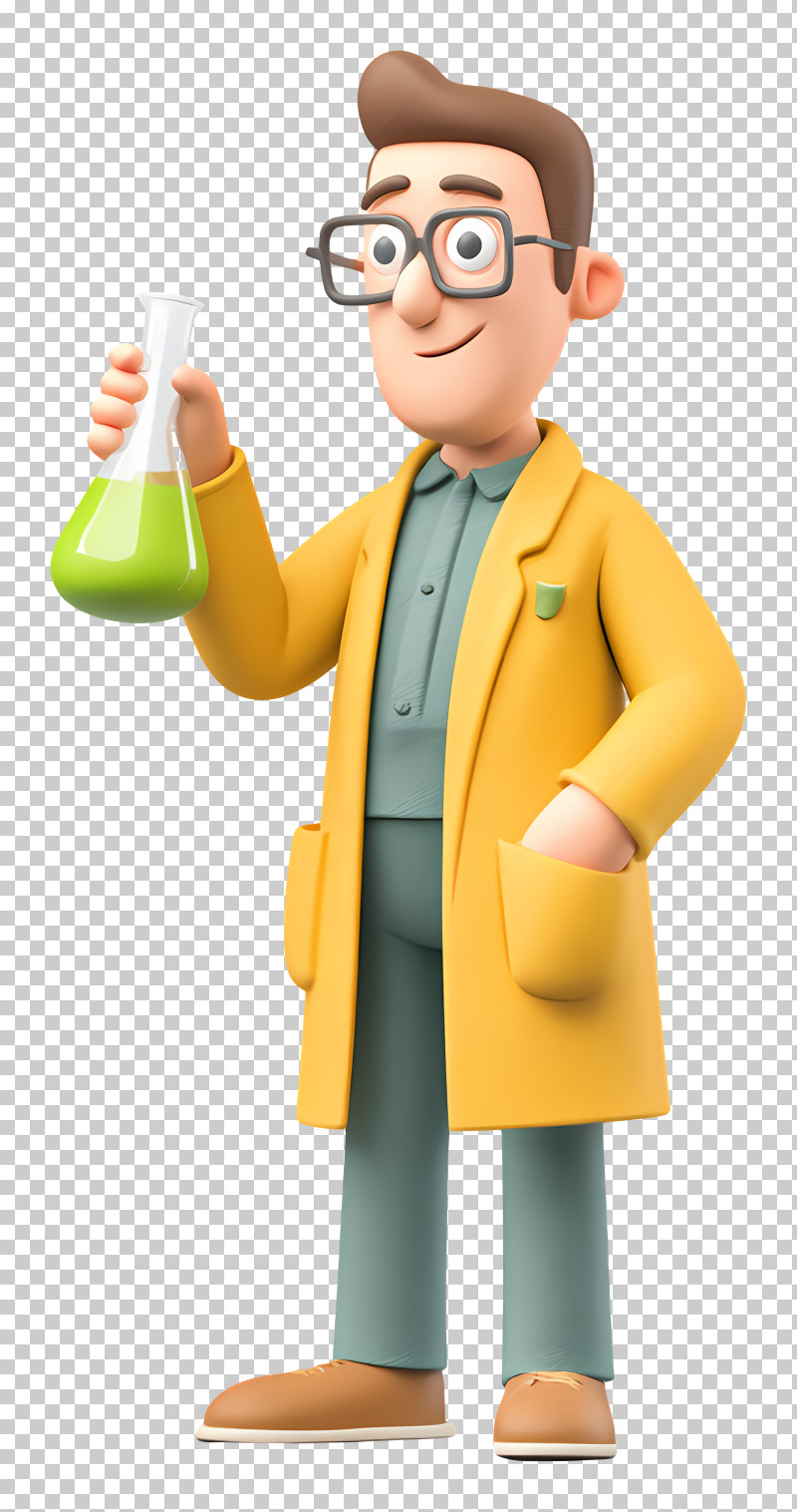 People Doing Chemical Experiments - Scientist With Green Flask PNG