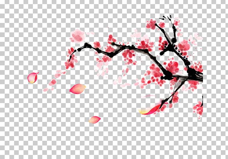 Ink Wash Painting Plum Blossom PNG, Clipart, Black, Bloom, Blossom, Branch, Color Ink Free PNG Download