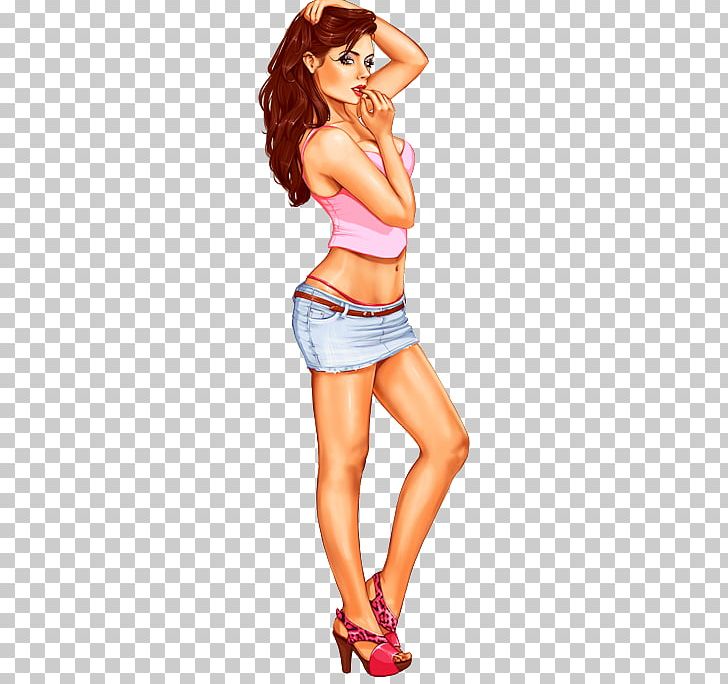 Finger Pin-up Girl Cartoon Thigh PNG, Clipart, Abdomen, Active Undergarment, Arm, Brown Hair, Cartoon Free PNG Download