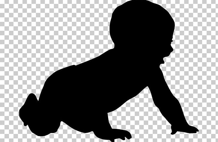 Silhouette Infant Drawing PNG, Clipart, Animals, Baby Crawling, Black, Black And White, Carnivoran Free PNG Download