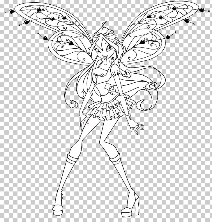 Bloom Musa Flora Tecna Winx Club: Believix In You PNG, Clipart, Artwork, Believix, Black And White, Bloom, Butterfly Free PNG Download