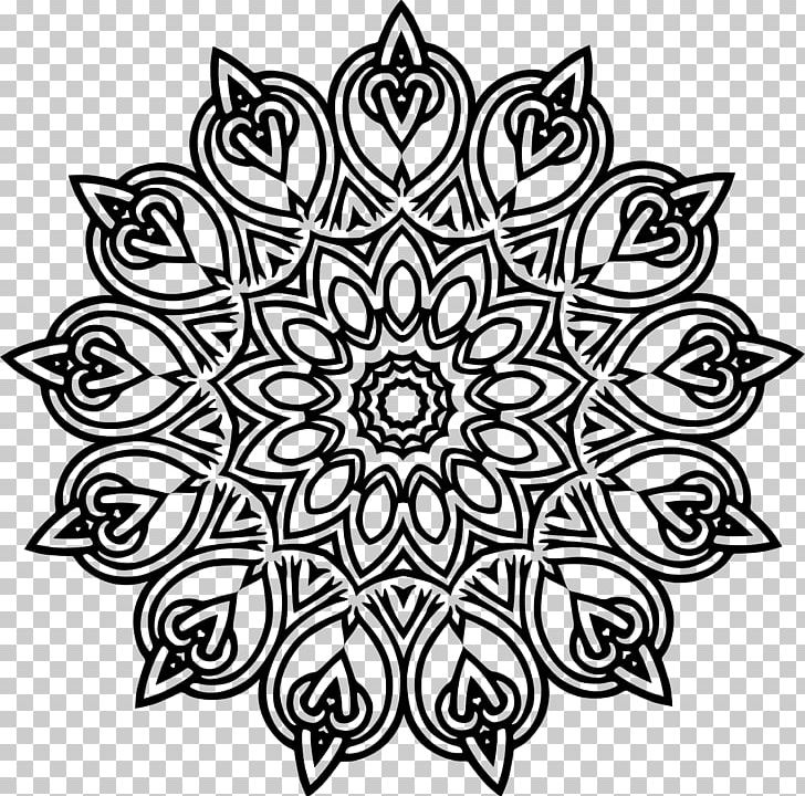 Flower Floral Design Geometry Pattern PNG, Clipart, Area, Art, Black, Black And White, Circle Free PNG Download