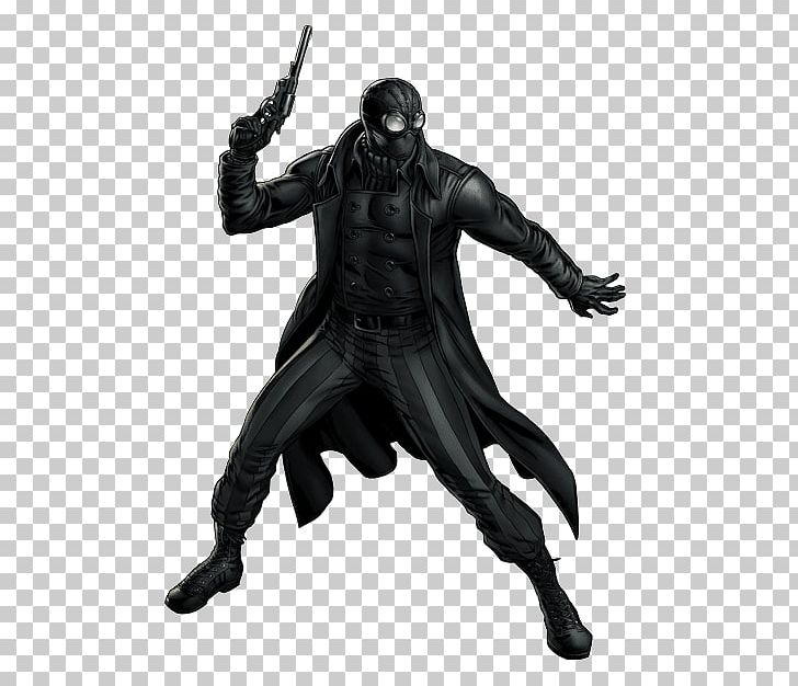Spider-Man Noir Spider-Man: Shattered Dimensions Spider-Verse Marvel Noir PNG, Clipart, Action Figure, Black And White, Comics, Fictional Character, Figurine Free PNG Download