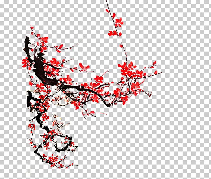Plum Blossom Ink Wash Painting PNG, Clipart, Art, Blossom, Branch, Cherry Blossom, Clip Art Free PNG Download