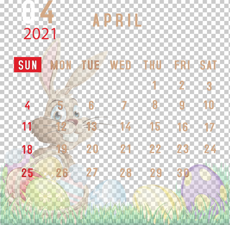 Easter Bunny PNG, Clipart, 2021 Calendar, April 2021 Printable Calendar, Biology, Calendar System, Cartoon Free PNG Download