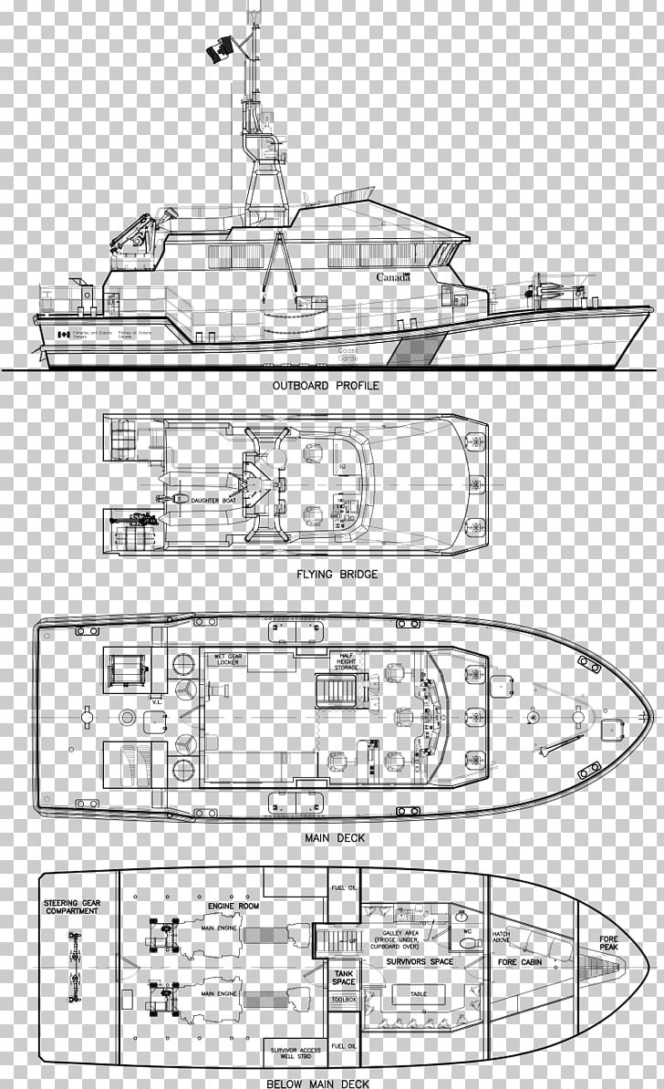 Technical Drawing Lifeboat Canadian Coast Guard Patrol Boat Ship PNG, Clipart, Allan, Angle, Area, Artwork, Black And White Free PNG Download