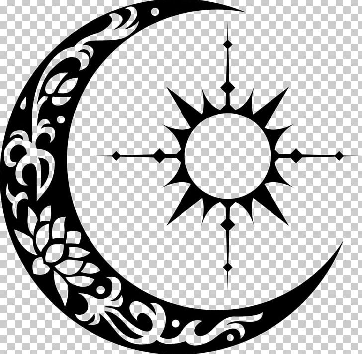 Tattoo Artist Moon Crescent Wall Decal PNG, Clipart, Area, Artwork, Black, Black And White, Body Art Free PNG Download