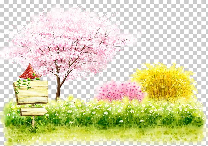 Cartoon Cherry Blossom Illustration PNG, Clipart, Art, Artificial Grass, Cartoon Grass, Comics, Computer Wallpaper Free PNG Download