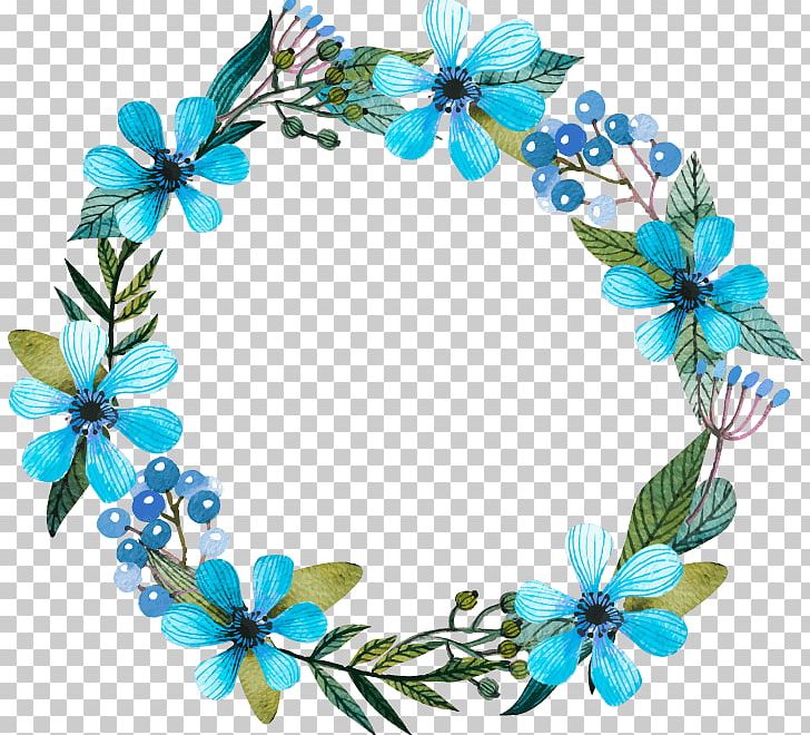 Floral Design Wreath Blue Flower PNG, Clipart, Aqua, Baby Blue, Blue, Blue Flower, Clip Art Free PNG Download