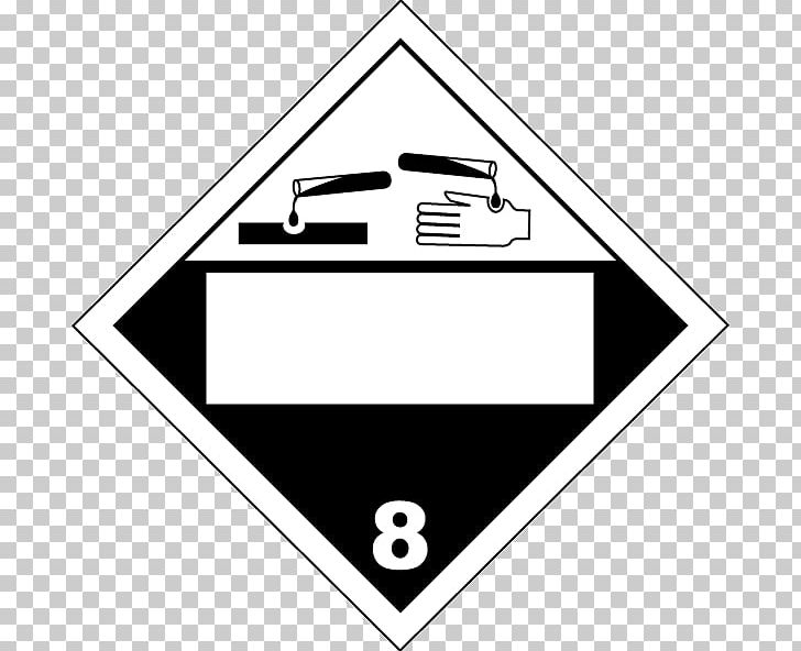 HAZMAT Class 8 Corrosive Substances Dangerous Goods Placard UN Number PNG, Clipart, Angle, Area, Black, Black And White, Brand Free PNG Download