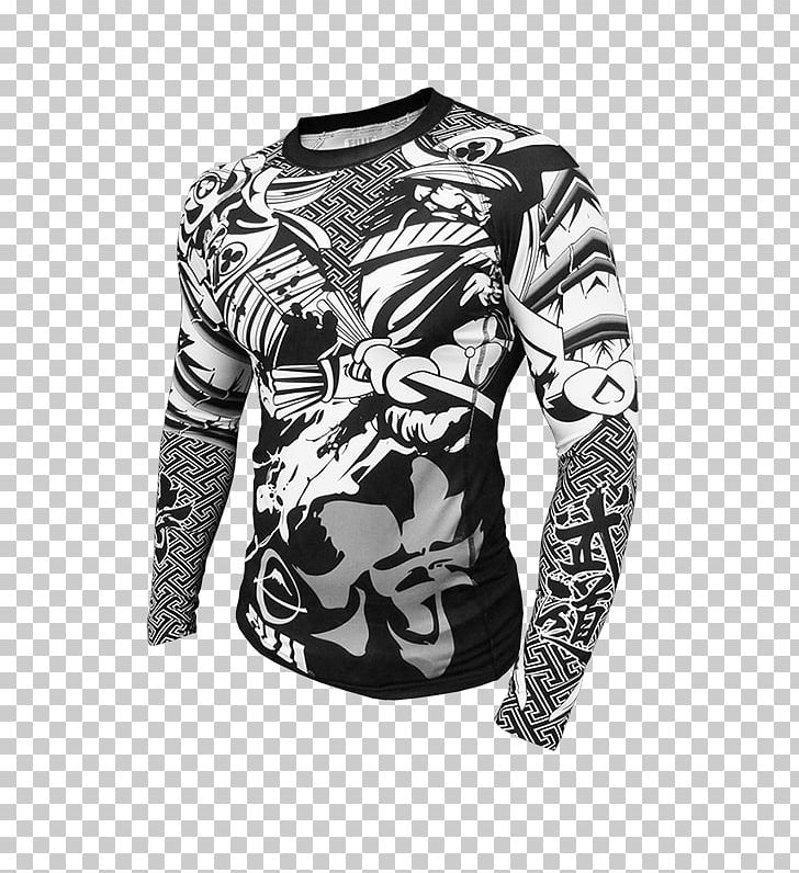 Sleeve T-shirt Rash Guard Brazilian Jiu-jitsu Mixed Martial Arts PNG, Clipart, Black, Black And White, Brazilian Jiujitsu Gi, Clothing, Grappling Free PNG Download