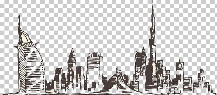 Dubai Skyline Drawing Photography PNG, Clipart, Black And White, Cityscape, Drawing, Dubai, History Free PNG Download