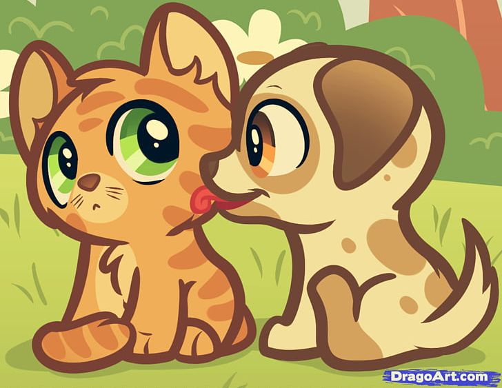 Dog Puppy Kitten Cat Drawing PNG, Clipart, Animal, Animated Cartoon, Anime, Art, Big Cats Free PNG Download