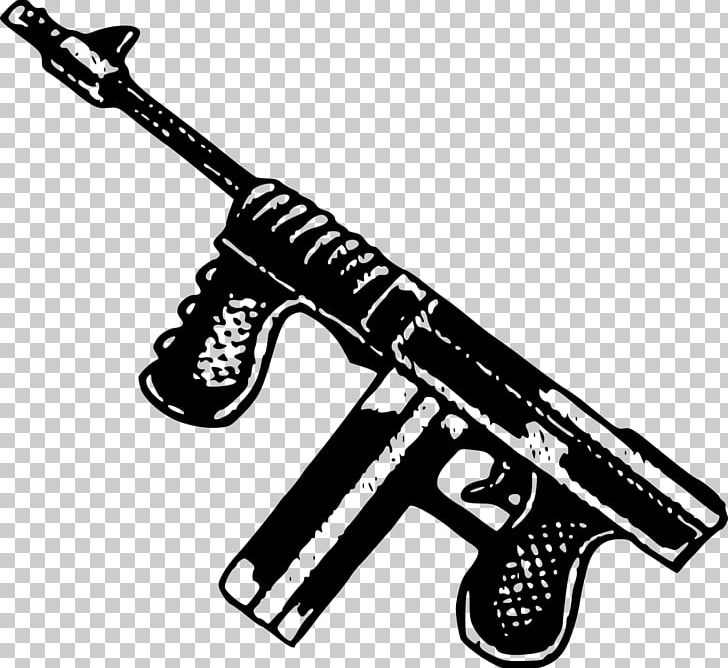 Thompson Submachine Gun Firearm PNG, Clipart, Air Gun, Art Machine, Black, Black And White, Clip Free PNG Download
