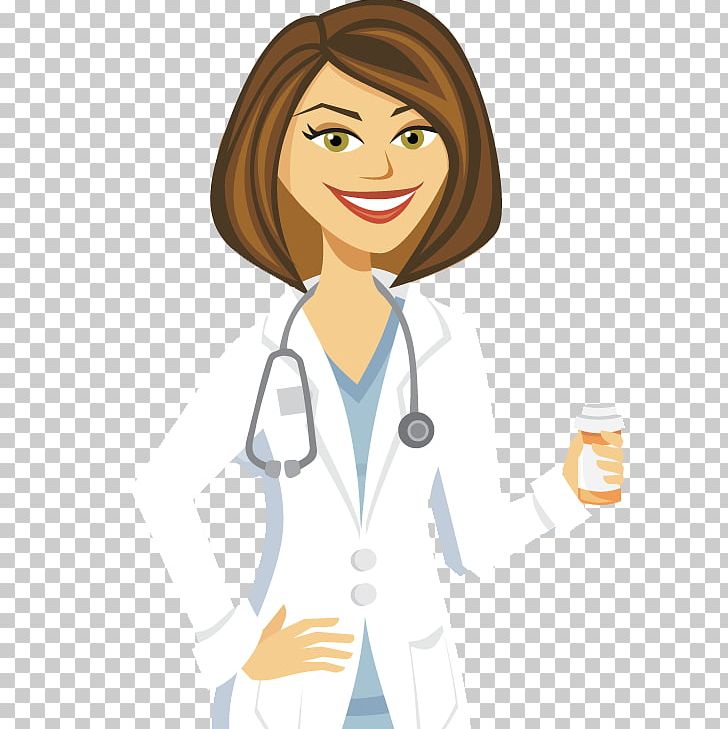 Cartoon Physician Female PNG, Clipart, Arm, Beauty, Brown Hair, Child, Conversation Free PNG Download