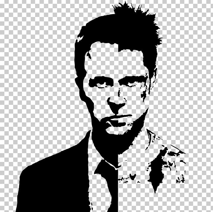 Brad Pitt Tyler Durden Fight Club Stencil Film PNG, Clipart, Art, Black And White, Celebrities, Edward Norton, Face Free PNG Download