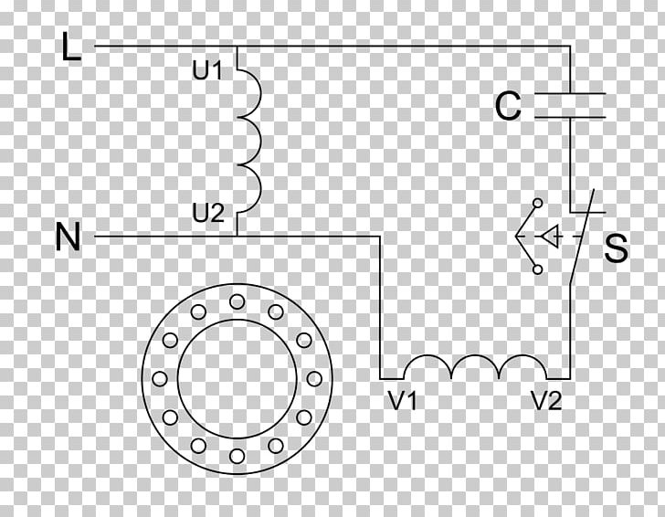 Electric Motor Wiring Diagram Motor Capacitor PNG, Clipart, Angle, Area, Auto Part, Black And White, Capacitor Free PNG Download