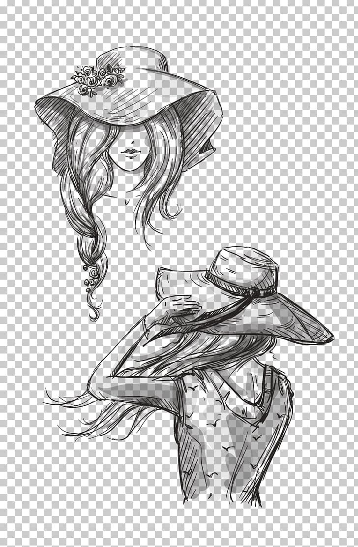 Hat Drawing Fashion Illustration Stock Photography PNG, Clipart, Arm, Cowboy Hat, Fashion, Fictional Character, Girl Free PNG Download