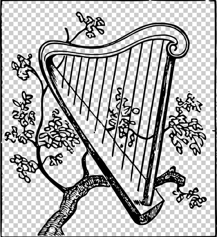 Celtic Harp Musical Instrument PNG, Clipart, Art, Black And White, Calligraphy, Celtic Harp, Color Free PNG Download
