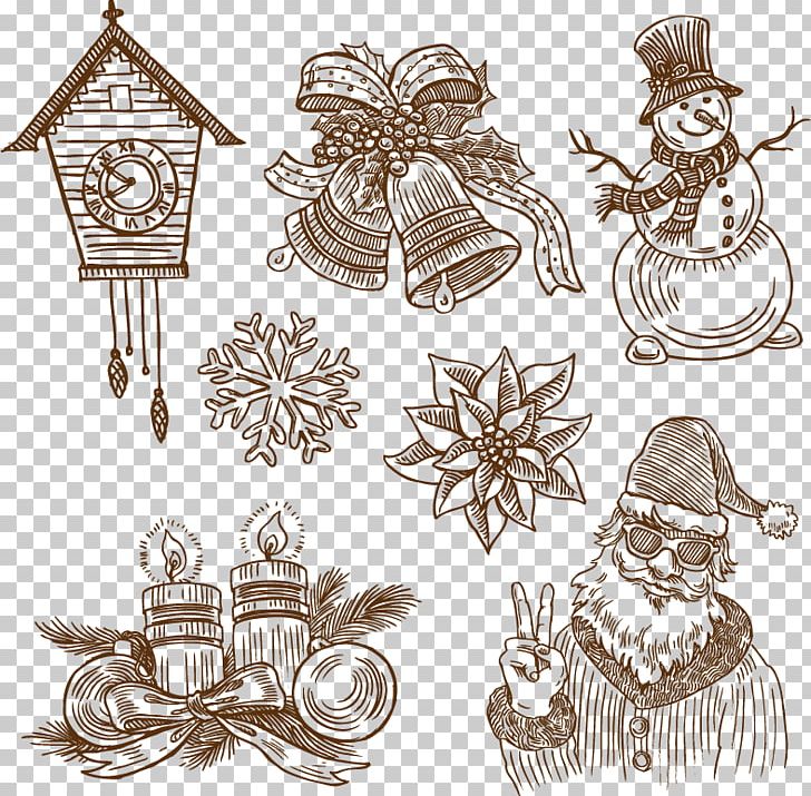 Santa Claus Christmas Decoration Illustration PNG, Clipart, Bell, Black And White, Cartoon Santa Claus, Christma, Christmas Free PNG Download