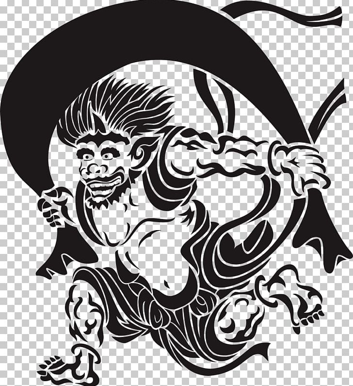 風神雷神図 Sticker Fūjin Decal Raijin PNG, Clipart, Art, Black, Black And White, Bone, Decal Free PNG Download