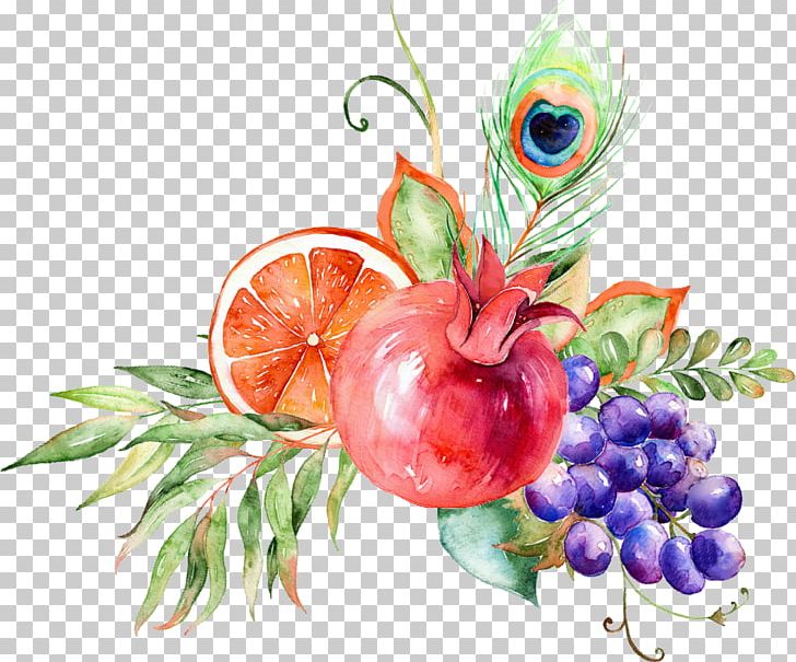 Floral Design Watercolor Painting Pomegranate Auglis Flower PNG, Clipart, Auglis, Drawing, Feather, Flor, Floral Free PNG Download