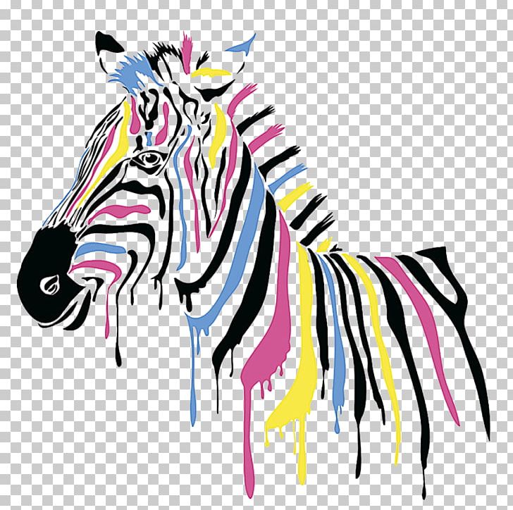 Zebra Wall Decal Decorative Arts Printing Painting PNG, Clipart, Animals, Art, Colorful Background, Coloring, Color Pencil Free PNG Download