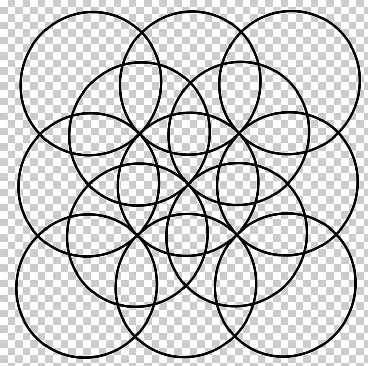 Overlapping Circles Grid Point Geometry Vesica Piscis PNG, Clipart, Angle, Area, Black, Black And White, Circle Free PNG Download