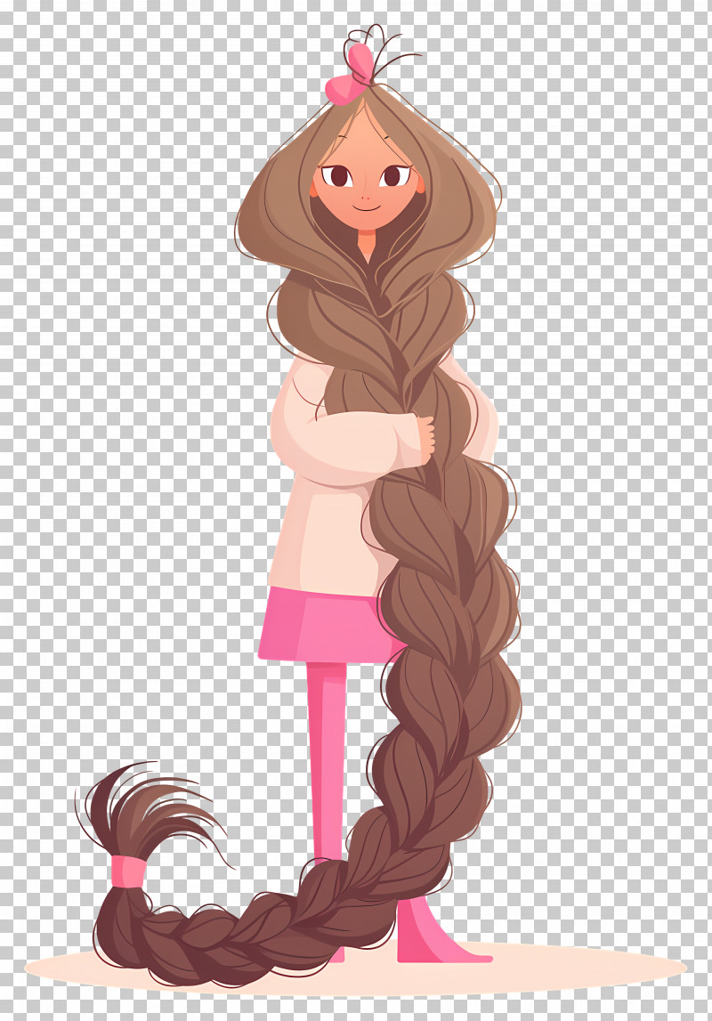 Long Braided Hair - Girl With Long Braid In Cartoon Style PNG, Clipart ...