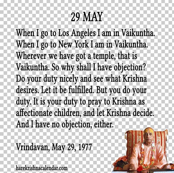 International Society For Krishna Consciousness Quotation May 29 PNG, Clipart, 2018, Area, Author, Calendar, C Bhaktivedanta Swami Prabhupada Free PNG Download
