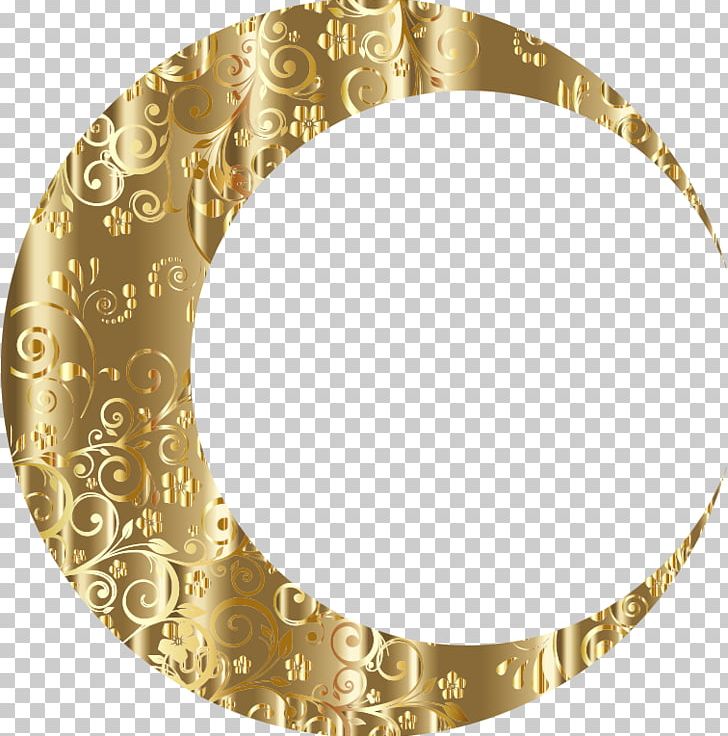 Gold Lunar Phase Moon PNG, Clipart, Brass, Circle, Crescent, Floral Design, Flower Free PNG Download