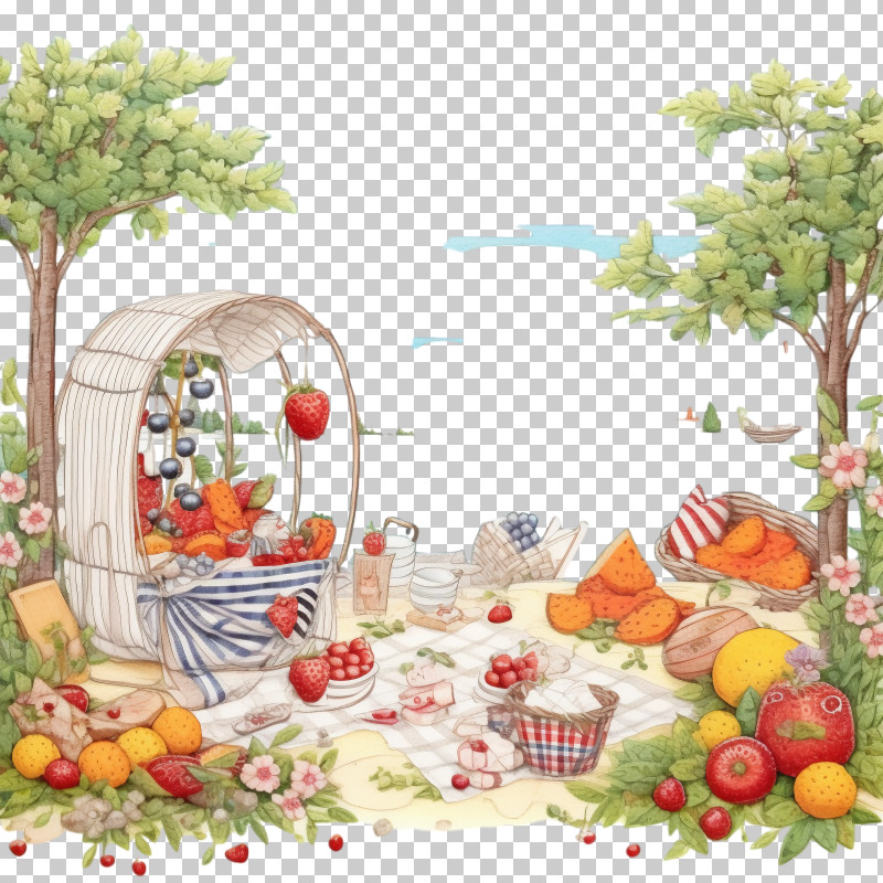 Summer Border - Summer Picnic With Fruits PNG