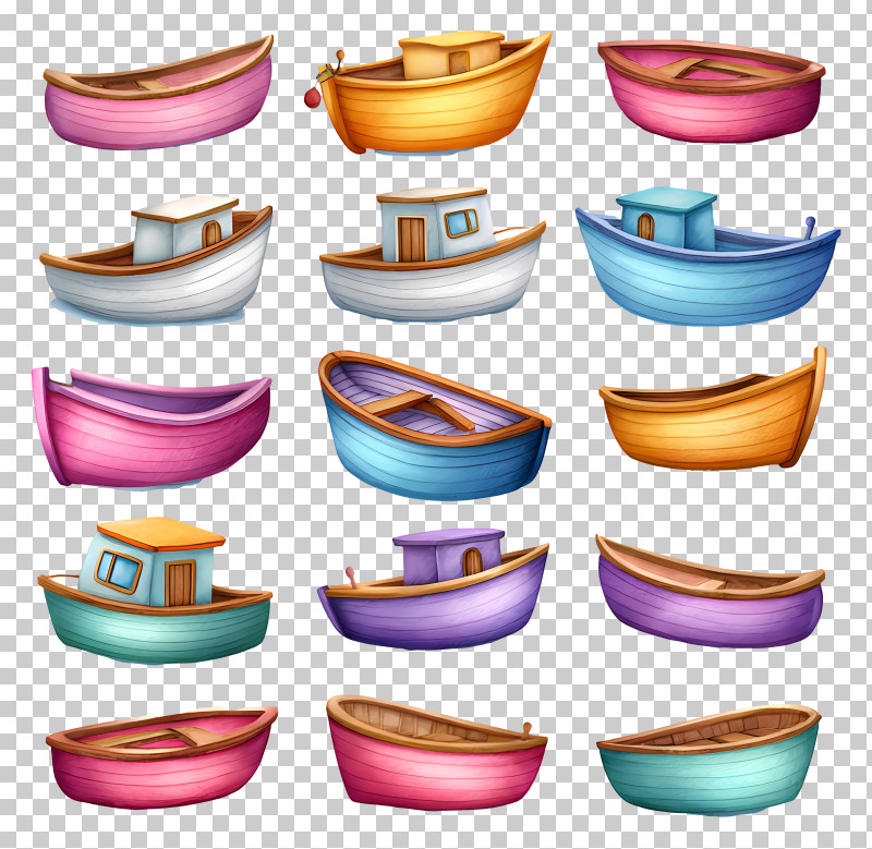 Watercolor Boats - Collection Of Colorful Boats PNG