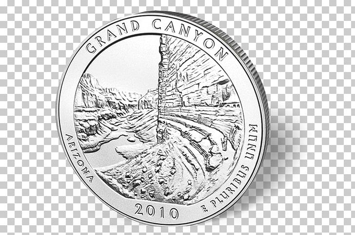 Coin Grand Canyon National Park Silver Quarter United States Mint PNG, Clipart, 50 State Quarters, Black And White, Canyon, Circle, Coin Free PNG Download