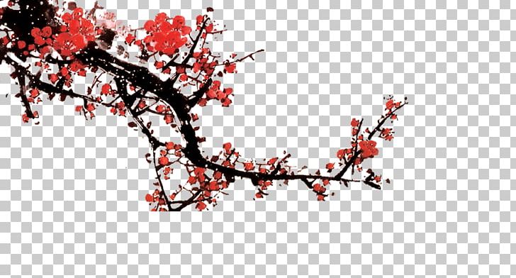 Ink Wash Painting Wall Plum Blossom Chinese New Year PNG, Clipart, Blossom, Branch, Cherry Blossom, China, Chine Free PNG Download