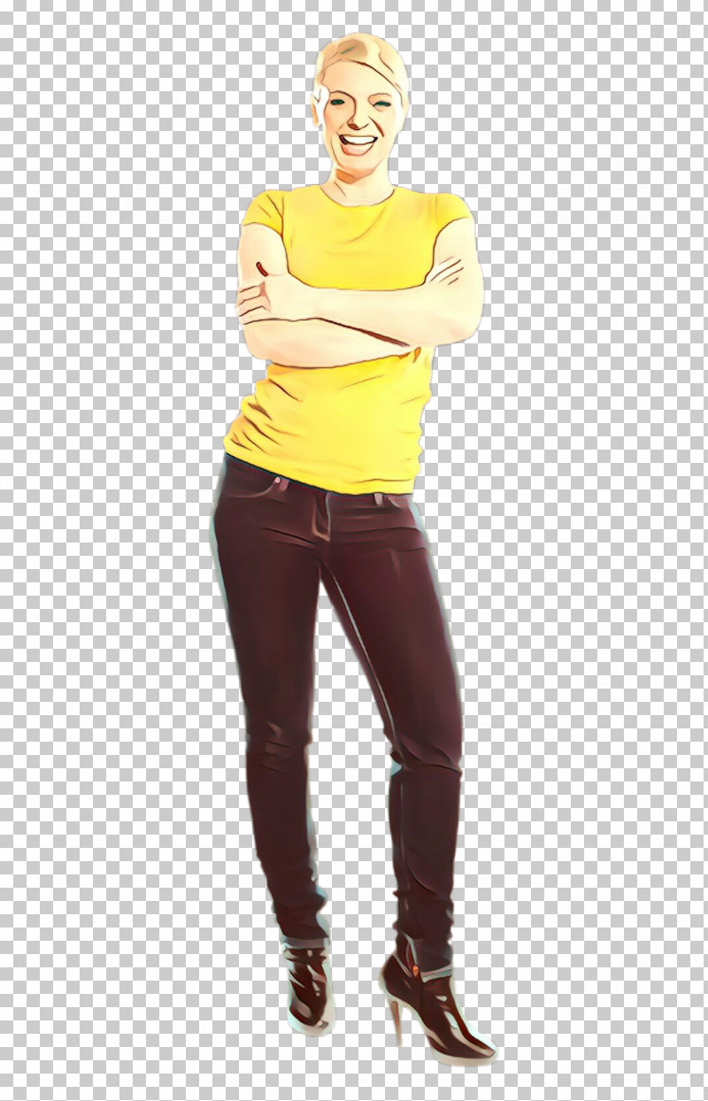 Standing Clothing Yellow Shoulder Leggings PNG, Clipart, Arm, Clothing, Jeans, Joint, Leg Free PNG Download