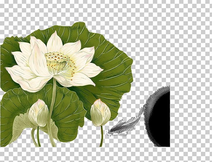Nelumbo Nucifera Chinoiserie Ink Wash Painting Poster PNG, Clipart, Birdandflower Painting, Cut Flowers, Download, Elements, Flower Free PNG Download