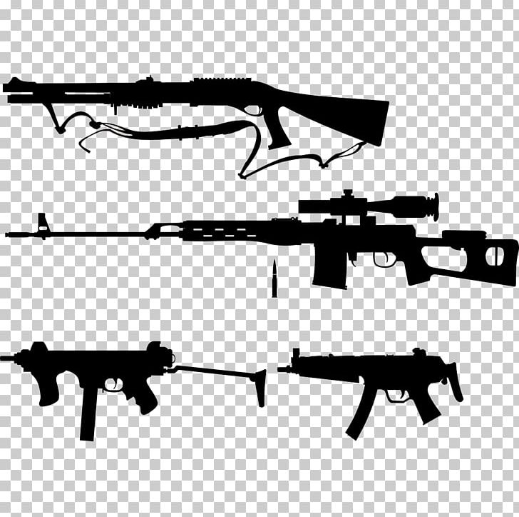 Machine Gun Firearm Weapon Sniper Rifle PNG, Clipart, Agricultural Machine, Air Gun, Angle, Black, Black And White Free PNG Download
