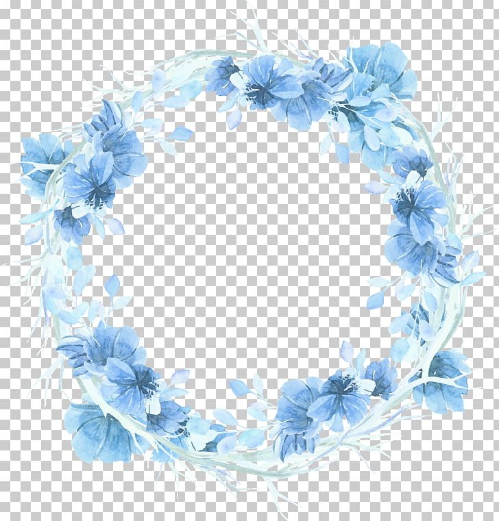 Wreath Watercolour Flowers Blue Watercolor Painting PNG, Clipart, Blue, Child, Desktop Wallpaper, Floral, Floral Design Free PNG Download