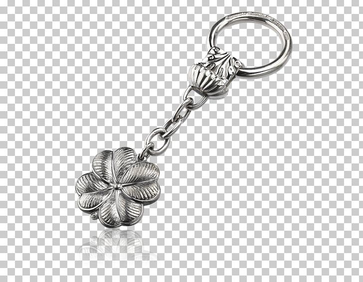 Silver Key Chains Clover Jewellery Buccellati PNG, Clipart, Black And White, Body Jewellery, Body Jewelry, Brooch, Buccellati Free PNG Download
