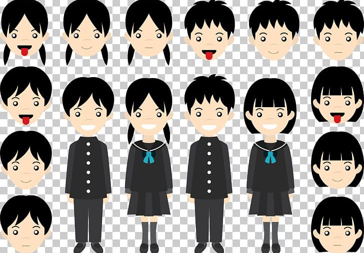 Student Japanese School Uniform Middle School PNG, Clipart, Anime, Black Hair, Cartoon, Cartoon Student, Chinese Tunic Suit Free PNG Download