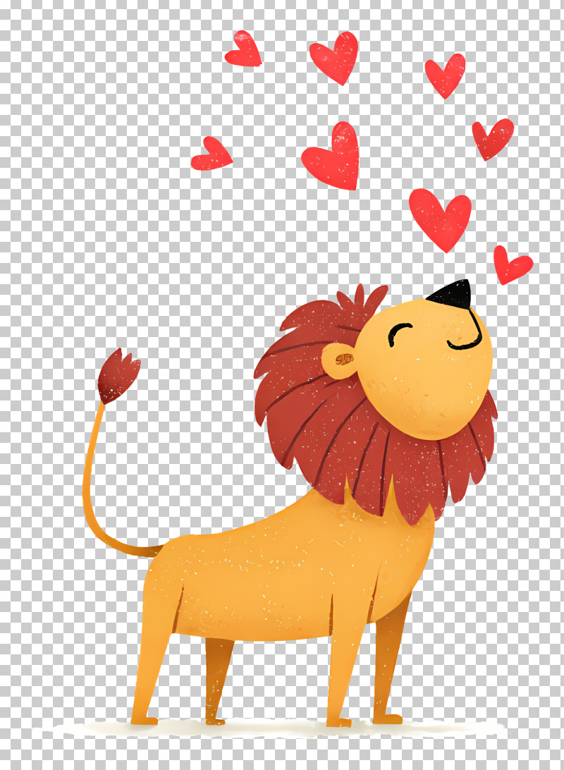 World Lion Day - Happy Lion With Hearts PNG
