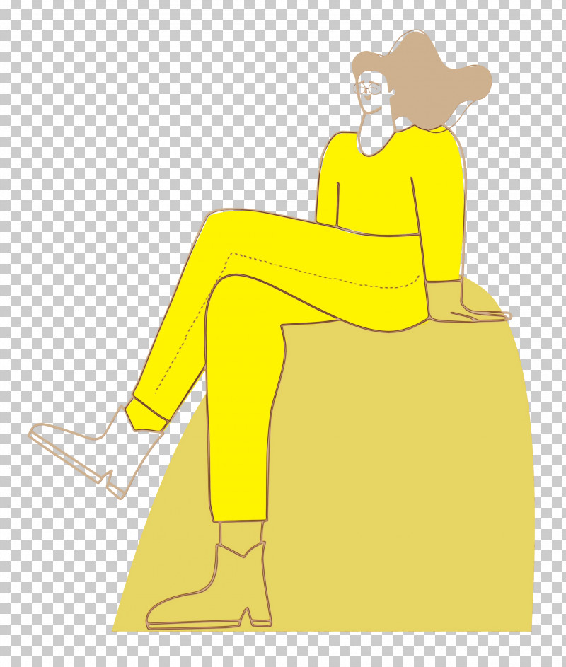 Cartoon Yellow Sitting H&m Male PNG, Clipart, Cartoon, Happiness, Hm, Line, Male Free PNG Download